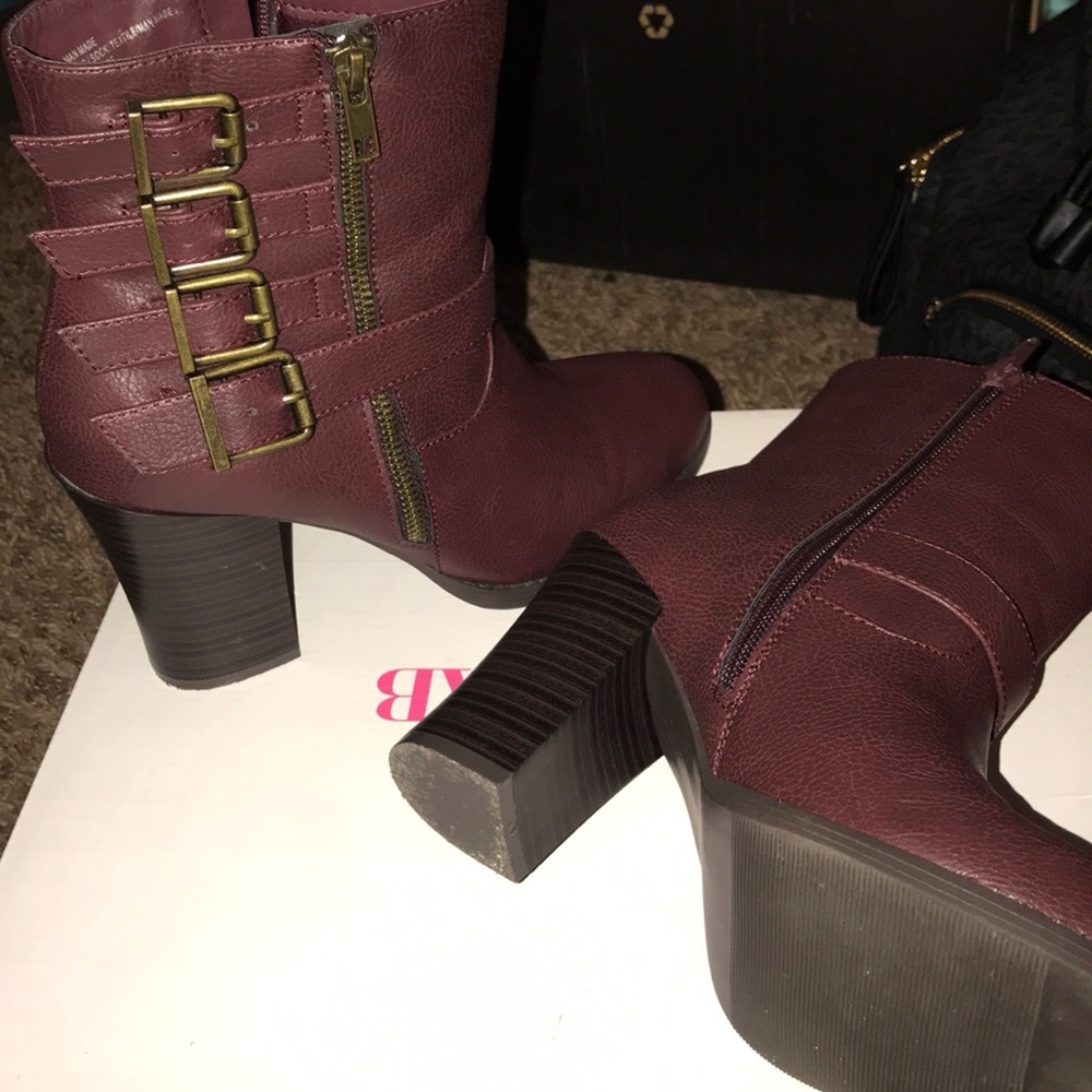 Burgundy booties